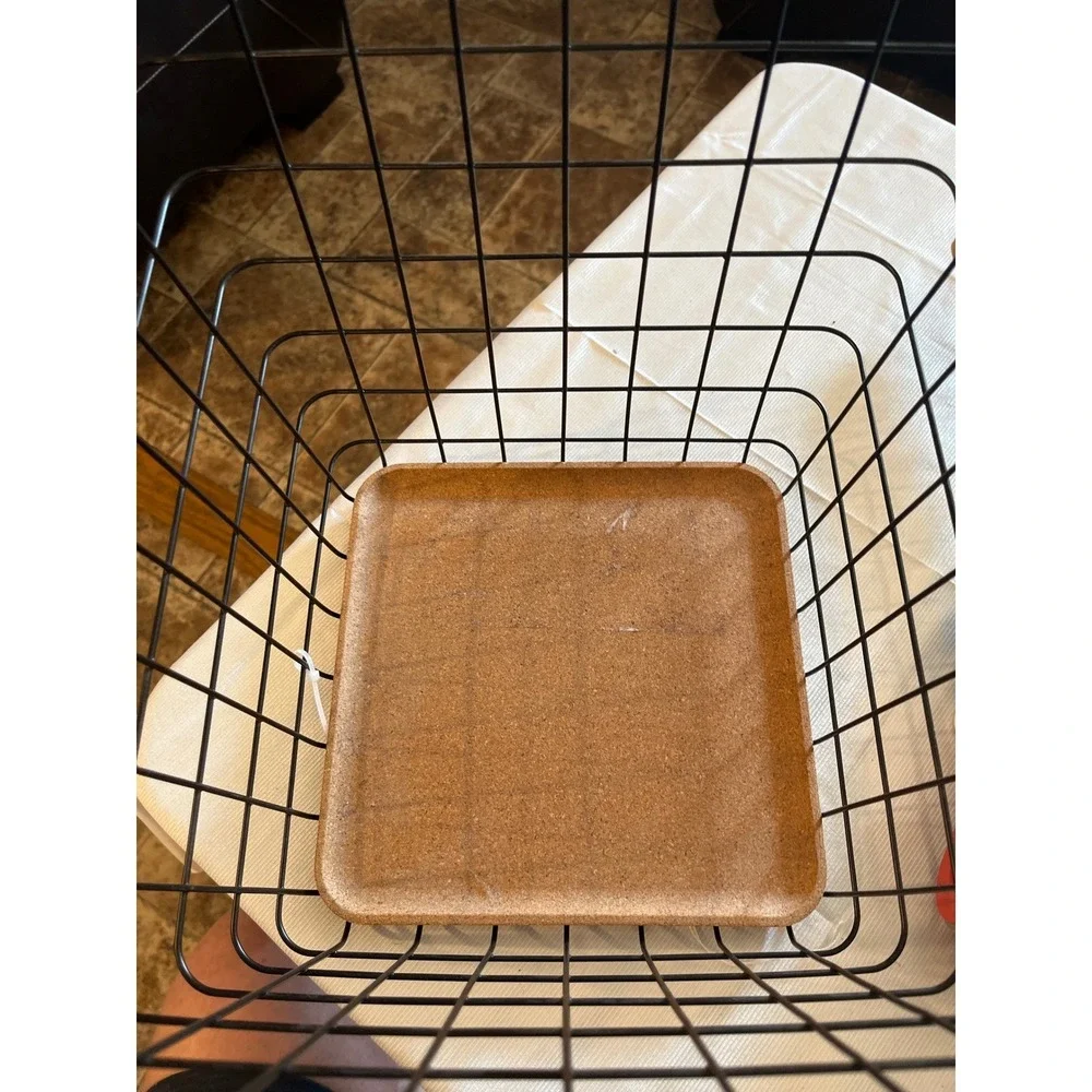 IKEA PLEJA Black Wire Basket with Cork‎ Bottom Square Storage Organizer 1823